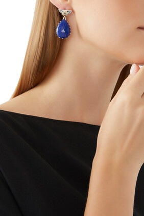 Drop Earrings, Sliver & Gold with Lapis Lazuli